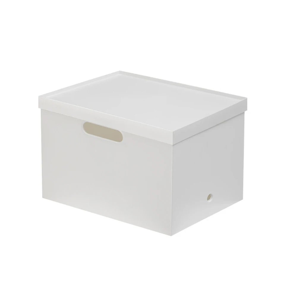 Plastic Storage Box with Lid, Stackable 2-Side Handles Container Basket for Classroom Closet Drawer Desktop Office Bathroom