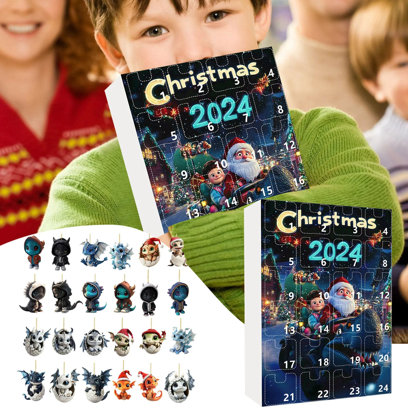 School Clock Timer Christmas Tree Dragon Pendant Advent Calendar 2024 24 Day Christmas Large Hour Glass with Sand for Kids
