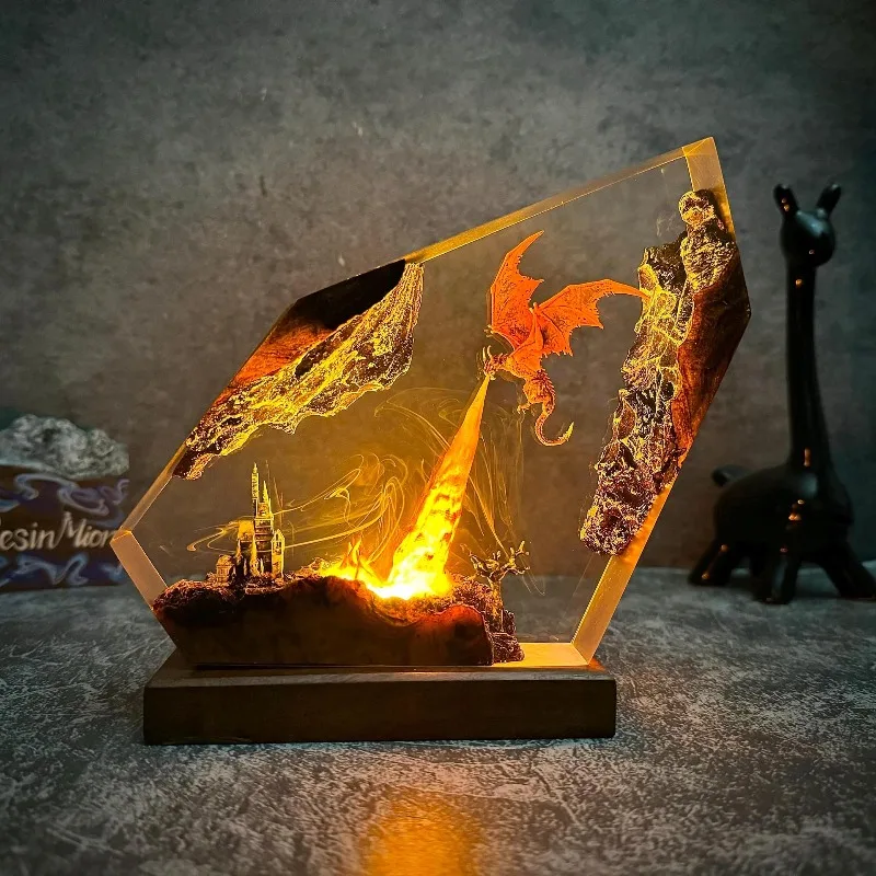 

Dinosaur resin model ornaments night light fire-breathing ornaments night light model decoration home creative lighting