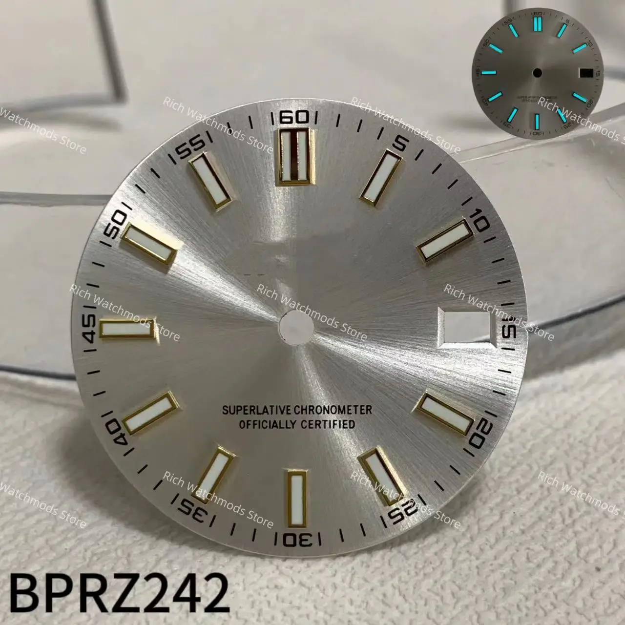 28.5mm dial single date window Dial suitable NH35 NH36 movement watch modification accessories Blue night light Sterile dia