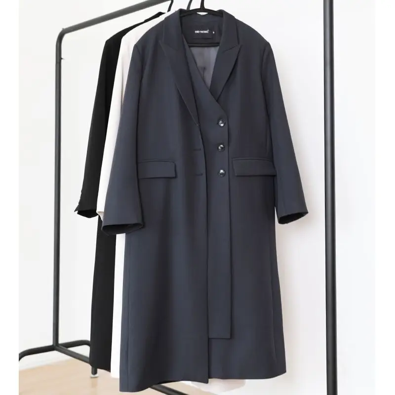 Autumn Winter Women Blazer Long Trench Coat Luxury Windbreaker Office Ladies Outerwear Double-breasted Jacket Korean Chic Coats