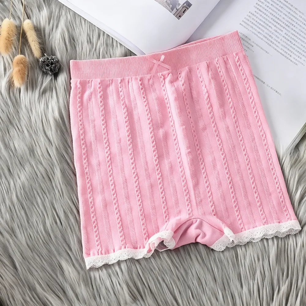 Lace Safety Shorts Women Summer Seamless High Waist Twisted Knit Anti Chafing Underwear Soft Breathable Comfortable Short Pants