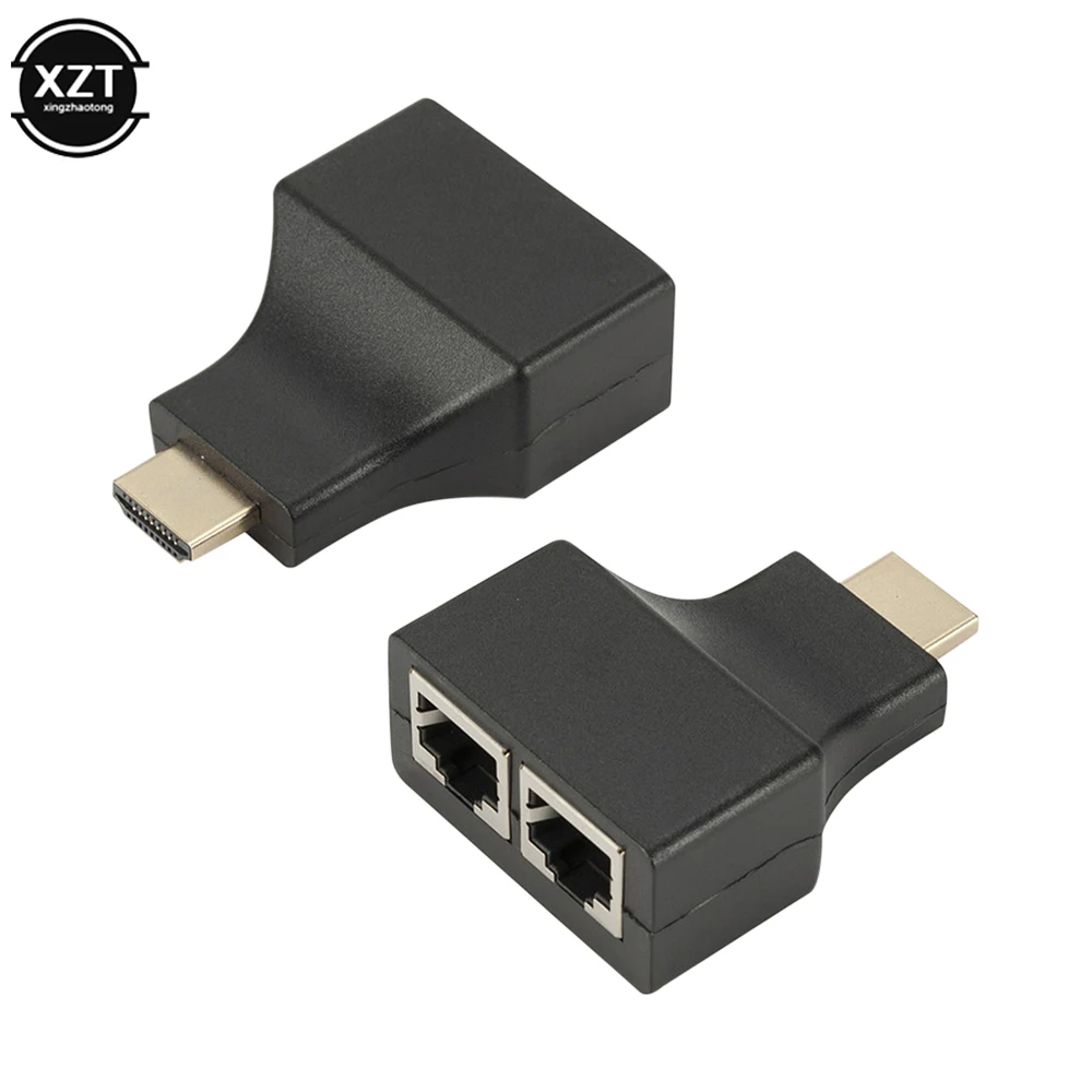 2pc 4K HDMI-Compatible Extender HDMI-Compatible Extension up to 30m CAT5e / CAT6 UTP Ethernet Cable RJ45 Ports LAN Network