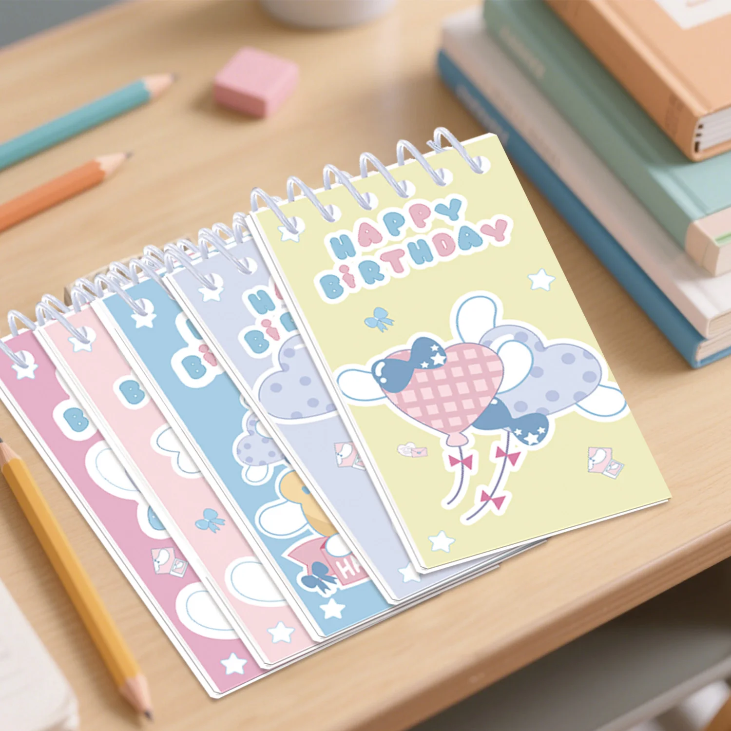 

Cute Little Dog Heart Balloon Mini Spiral Pocket Notebooks Memo Pad Coil Booklet Notepads For Kids Gifts Party School Diaries