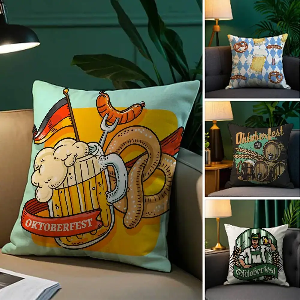 

Oktoberfest Beer Pillow Case Cozy Plush Pillow Cover Double Side Printed – Home Gift for Bedroom Decor