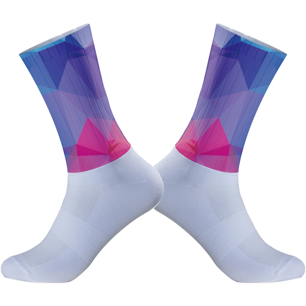 2024 Aero Cycling Anti Slip Silicone Seamless Pro Team Socks Breathable Socks Outdoor Running Sport Champion Rainbow Bike socks