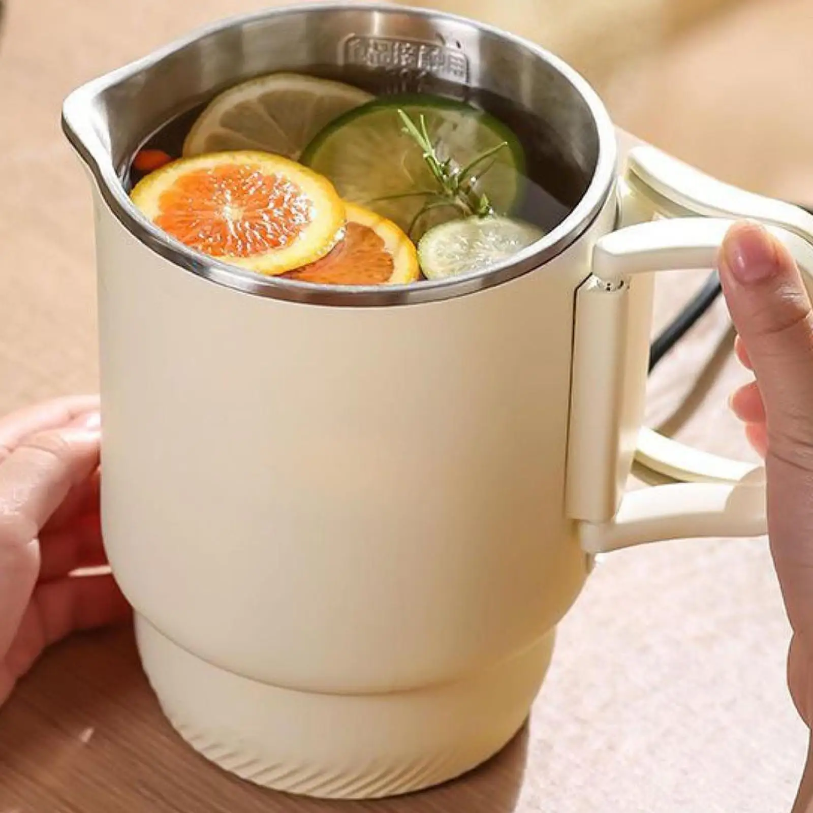 800ML Water Kettle Multifunctional Stainless Steel Portable Cooker Pot Electric Kettle for Outdoor Office Hiking Camping Travel