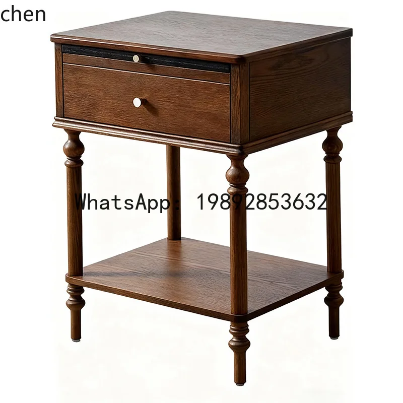 

CC Bedside Table Walnut Solid Wood with Drawer Bedside Storage Cabinet for Home Use