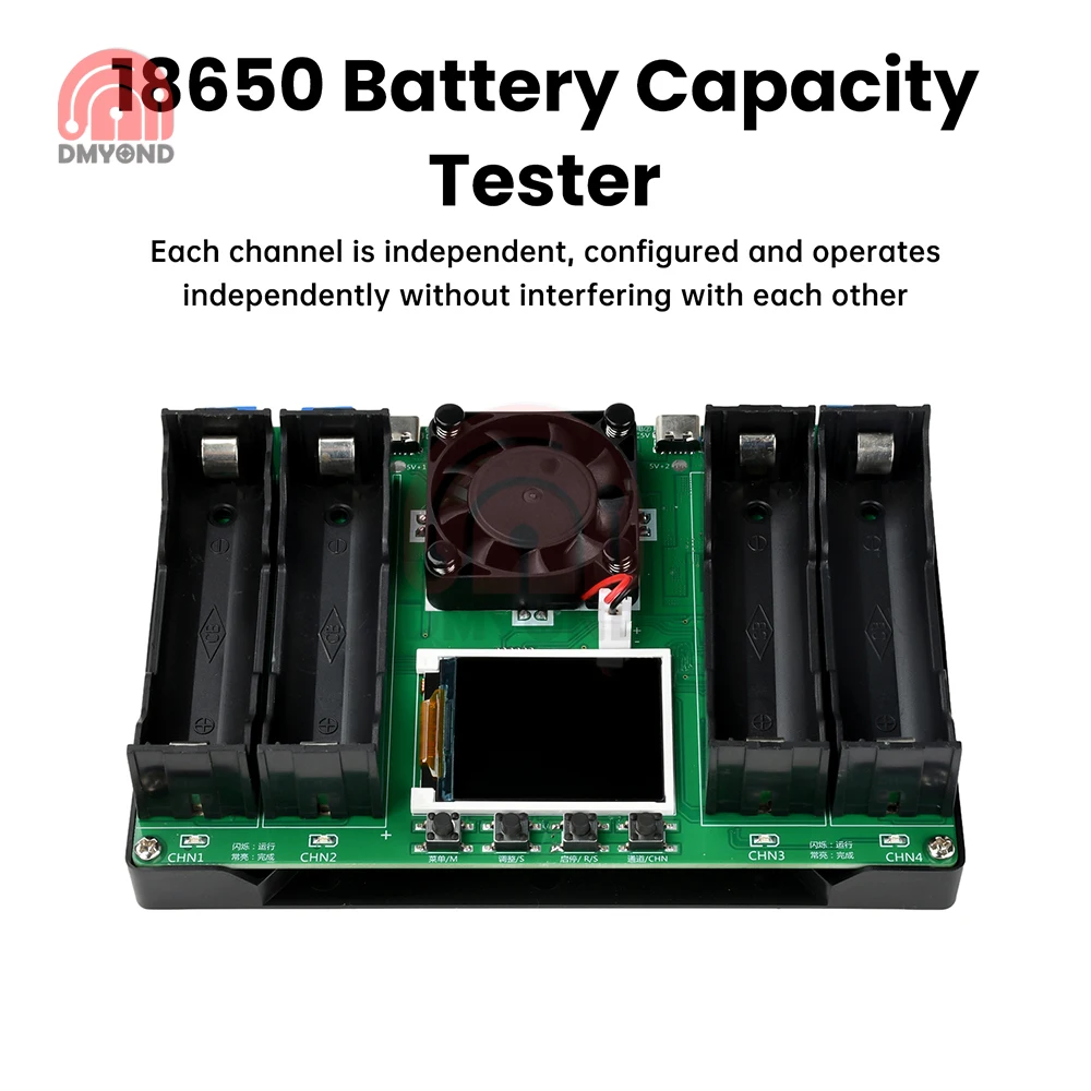 18650 21700 Type-C 4Channel Battery Capacity Tester LCD Display