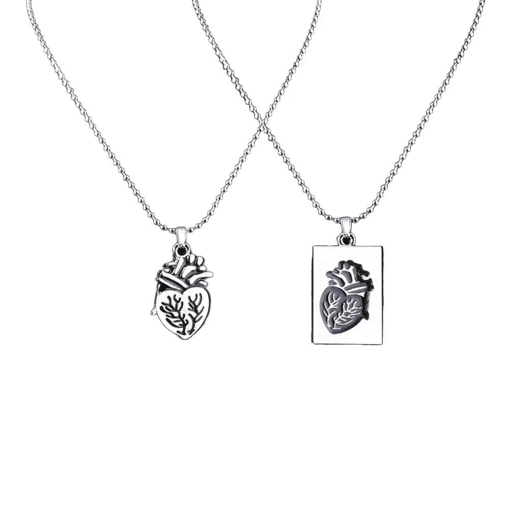 

2 Pcs Charm Couple Necklace Heart Matching Pendant Necklaces Accessories