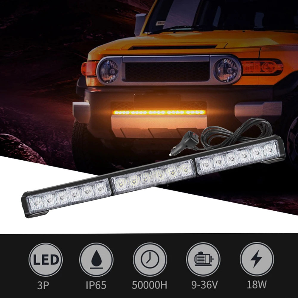 

18 LED Strobe Warning Light with Cigarette Lighter Emergency Strobe Warning Light Safety Signal Lamp Beacon 9-30V Universal ﻿