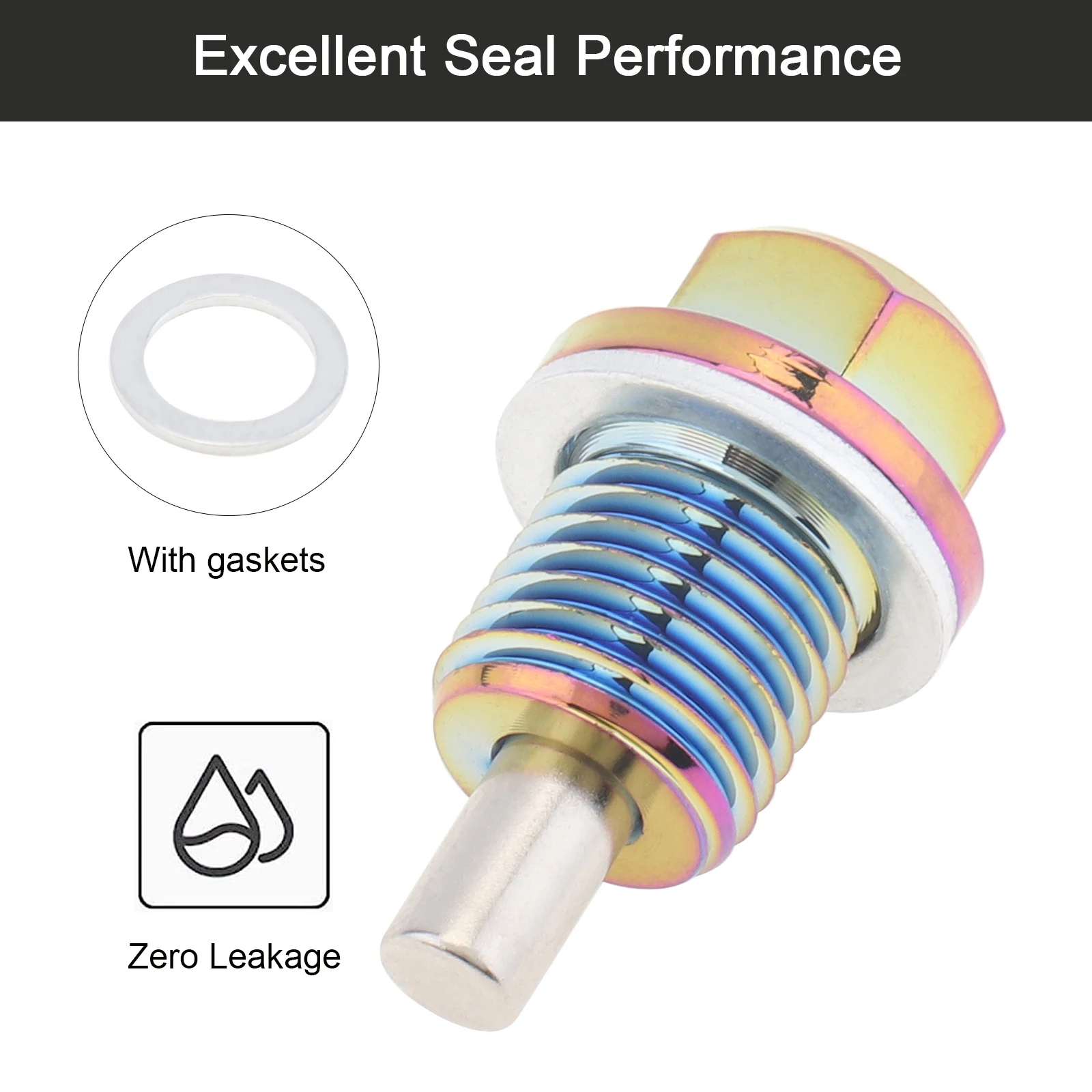 M14 x 1.5 Aluminum Magnetic Oil Drain Plug Fit for Honda/Ford/Hyundai with Crush Washer Gasket,Universal Magnetic Oil Drain Plug