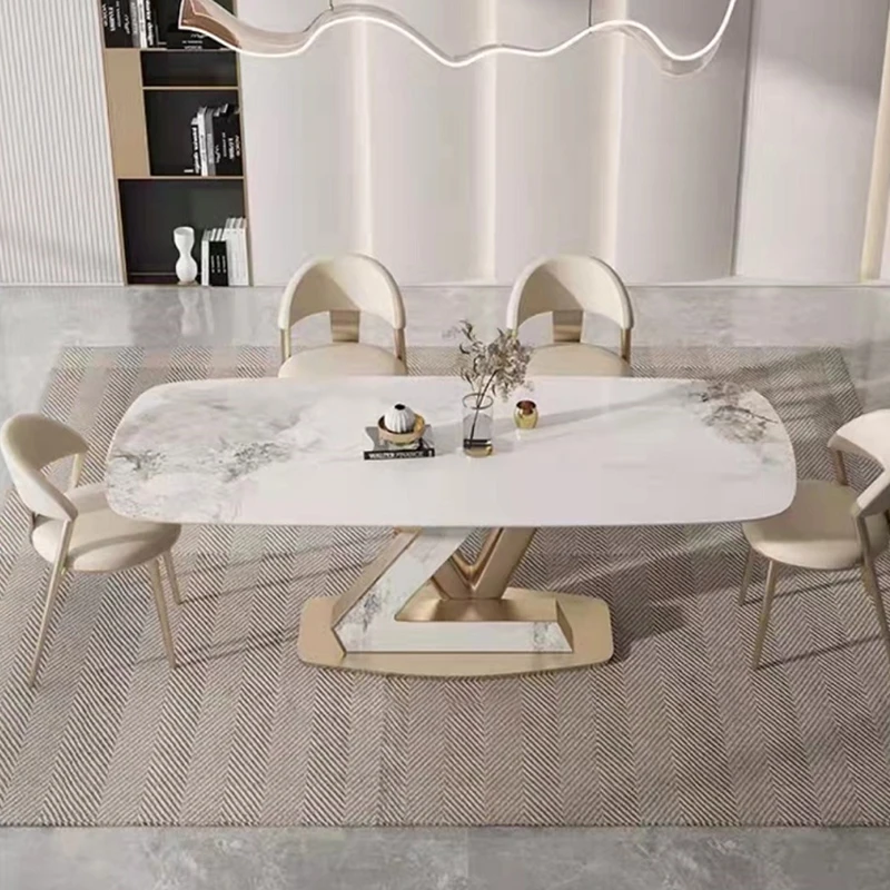 

Dining Table Set Stainless Steel Gold Desk Dining Tables 4 6 Chairs Manicure Mesa De Cocina Home Furniture