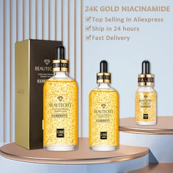 Продукт по уходу за кожей 24K Gold Niacinamide Сыворотка для лица Антивозрастная гиалуроновая кислота для лица сужает поры Корейские продукты по уходу за кожей