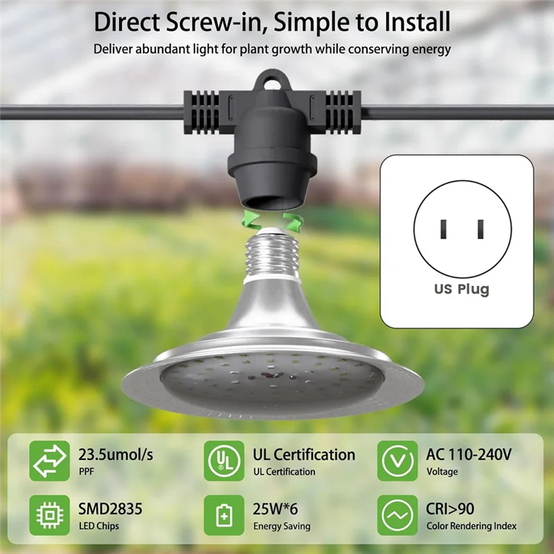 

ABFY-6 Light Наружные светодиодные фонари для выращивания растений Водонепроницаемые тепличные фонари полного спектра для растений, регулируемые 21 футов