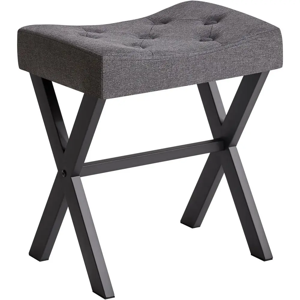 

U-образный льняной табурет для туалетного столика, квадратный стул для макияжа с X-образными ножками, табурет-пуфик, многофункциональный, может использоваться как маленький приставной столик или прикроватный столик.