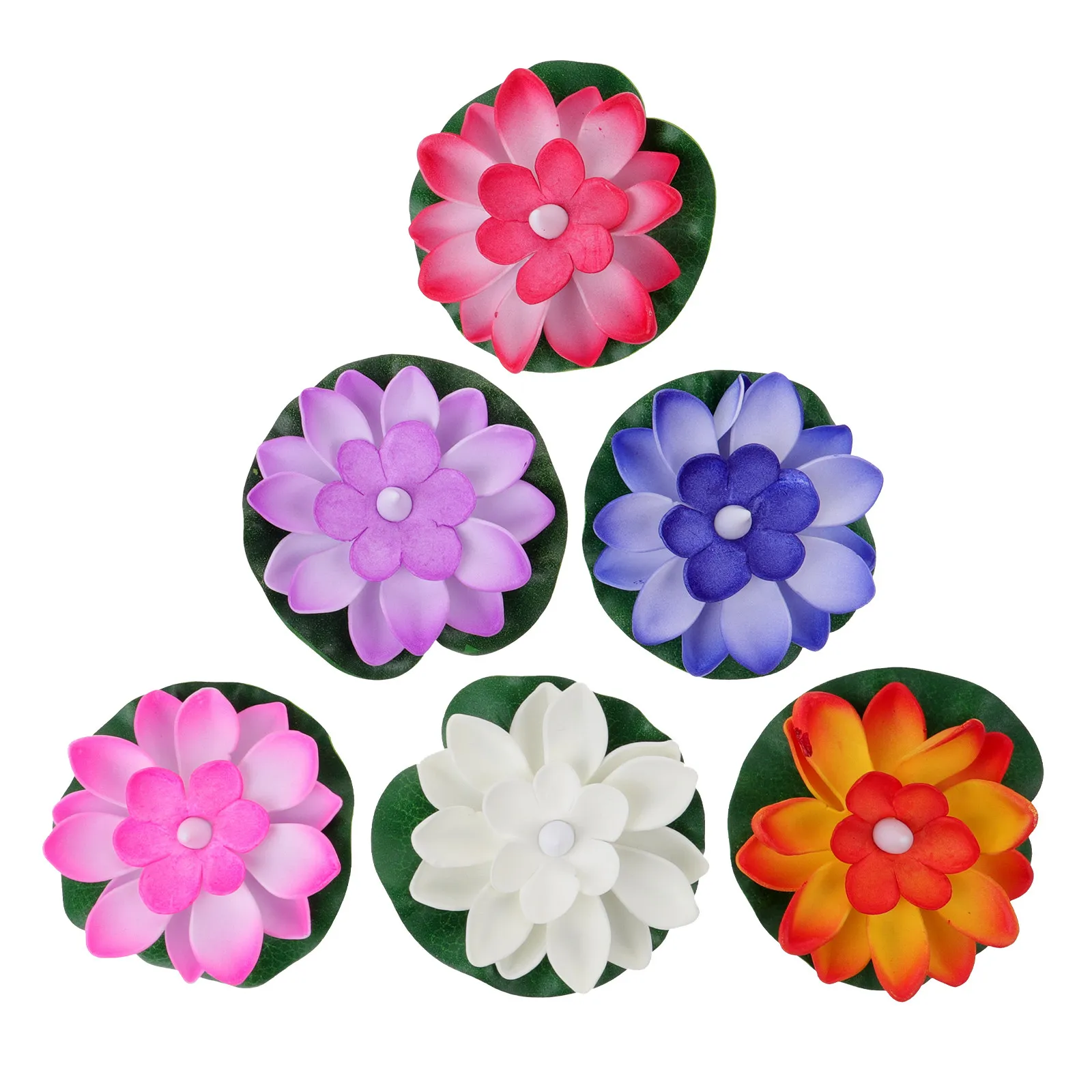 6Pcs Waterproof LED Floating Lotus Lamp Pool Lights Lotus Shaped Floating Light Pond Lamp Landscape Lighting Pond Decor Lights