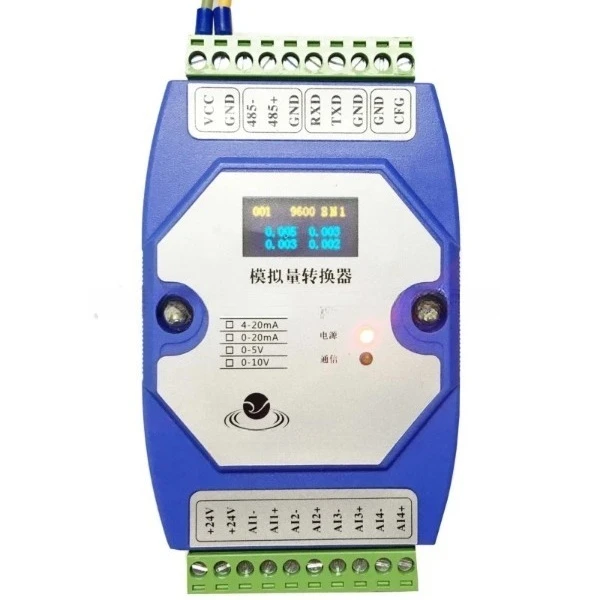 4 Channels Analog Input Acquisition Module 4-20mA 0-10V 0-5V To RS485 MODBUS-RTU DAQ, LED Display Optional