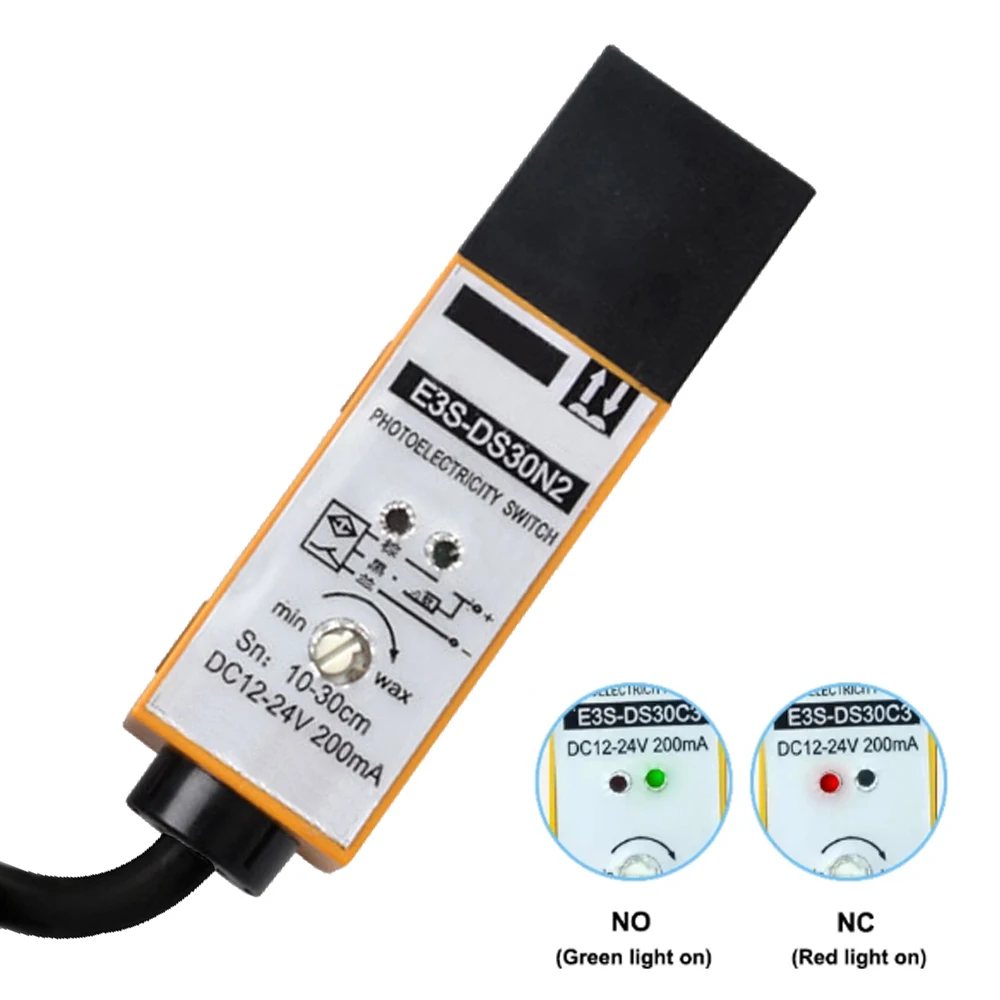 Cloweit Diffuse Reflection correlation Photoelectric Switch 30cm 2m 5m Sensing Distance DC Three/Four Wires Sensor E3S-DS30