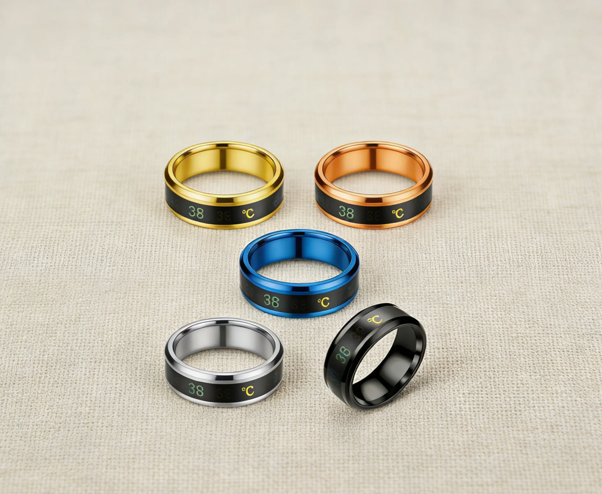 2026 New Arrival Titanium Steel Intelligent Temperature Sensitive Rings For Women Men Waterproof Jewelry Wedding Gifts