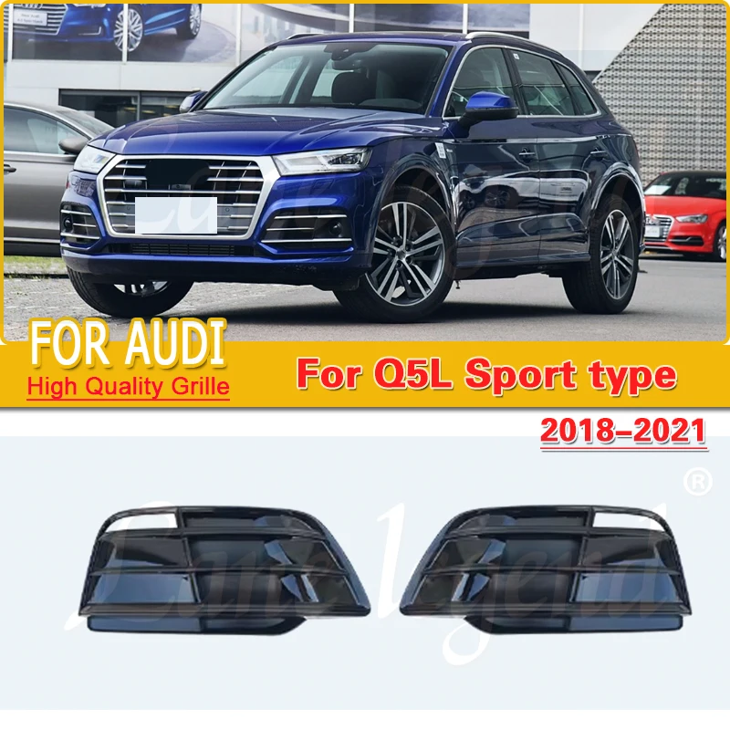 For Audi Q5 Q5L 2018 2019 2020 2021 Sport type Glossy Black Fog Light Frame Decorate Grille Body Kit Car Accessories Upgrade