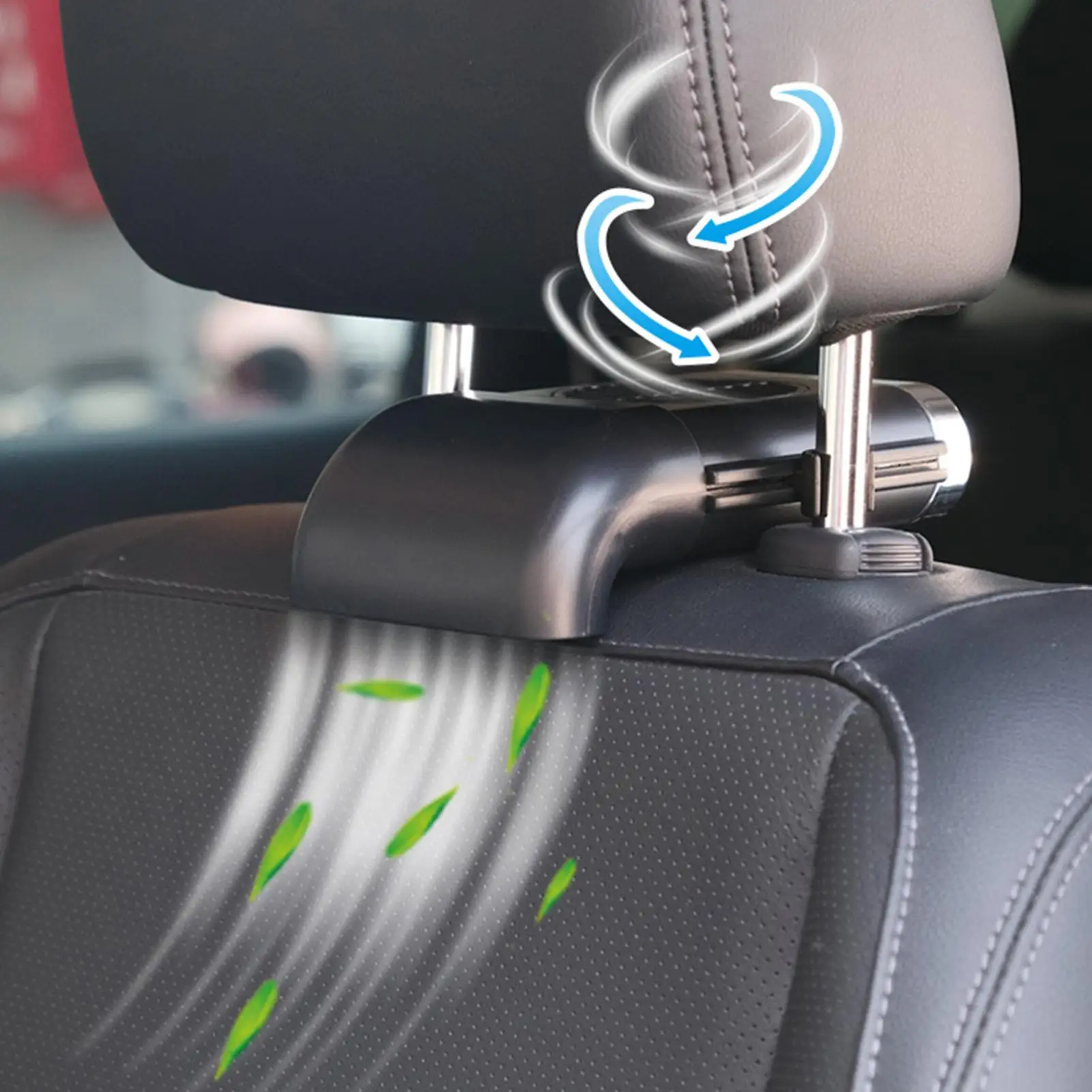 Car Seat Cooling Fan Portable Powerful 3-Speed Adjustable Rear Seat Headrest Cooling Ac For Summer Hot Weather Road Trip Long
