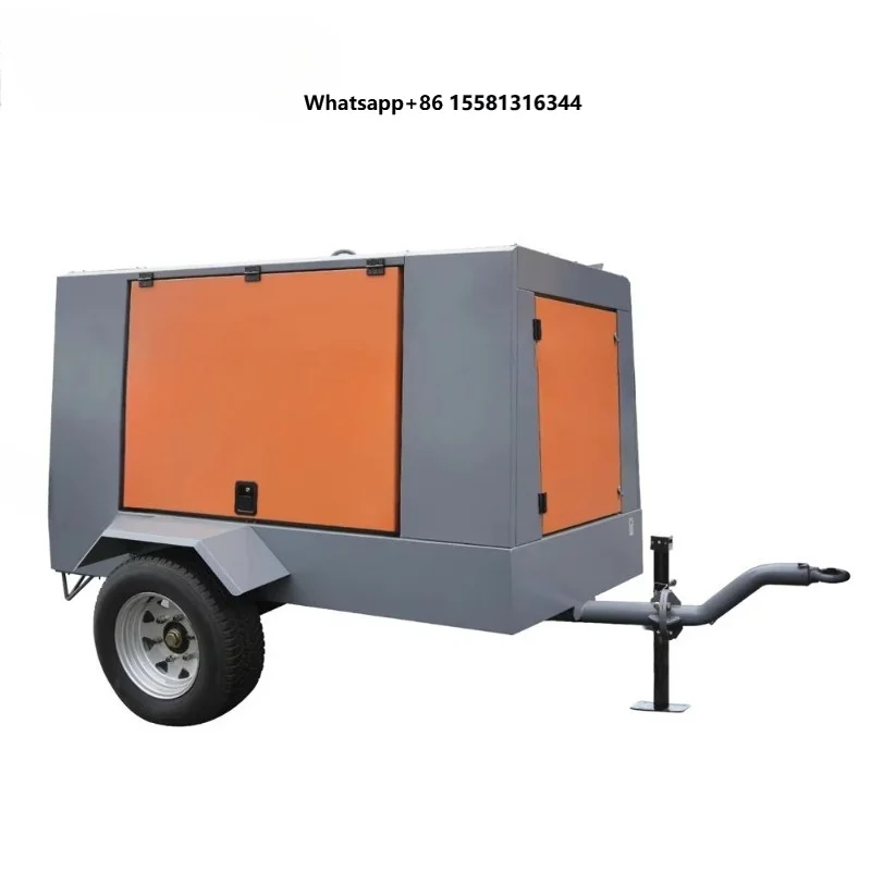 Industrial 420CFM 7bar Portable Screw Compressor Pump 88kW Air Cooled 2 Wheel Model 95SCY-7 Zhilian Mining Rock Drilling
