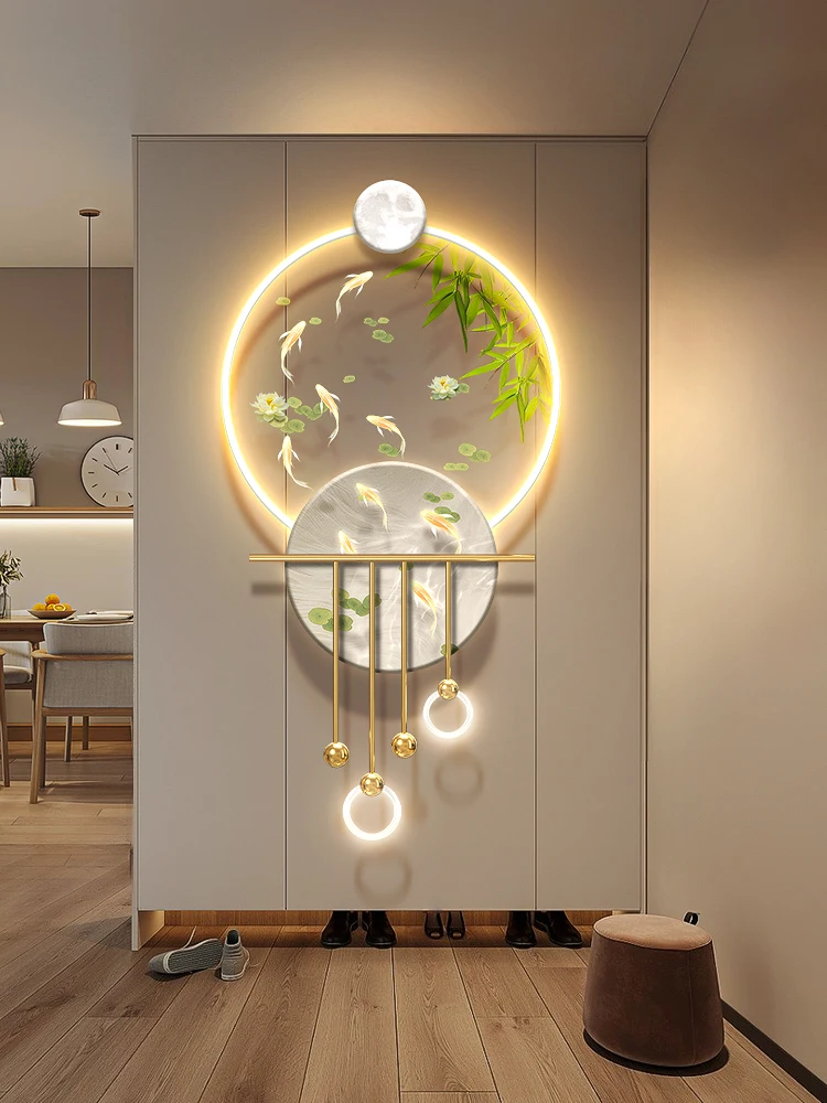 Jiuyutu foyer decorative painting with advanced sense, illuminated corridor end hanging painting