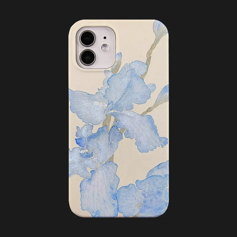 Retro Oil Painting Flower Phone Case For Iphone 15 14 13 Pro Max Blue Fairy Art Fashion Cool Simple Phone Cover Back Cases Funda