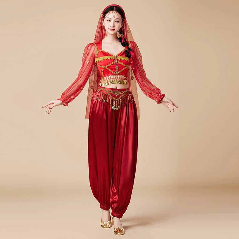 Halloween Belly Dancewear Indian Dance Big Dress Exotic Dance Performance Costume Set for Women Fantasia Feminina Dance Clothes