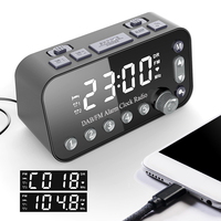 Digital Desktop Alarm Clock A1 LED Display Table Clock DAB FM Broadcasting Radio with Antenna Dual USB Charging Port Alarm Clock