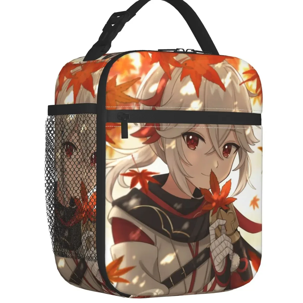 Genshin Impact Fall Kazuha Insulated Lunch Bag for Women Resuable Anime Game Cooler Thermal Lunch Box Kids School Children