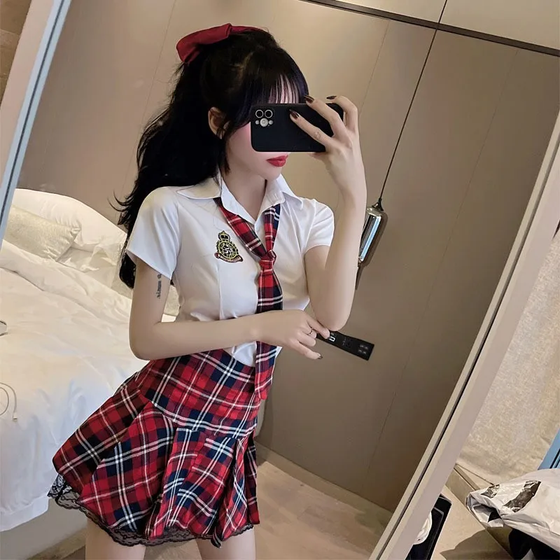

New Student Uniform Plaid Vintage High School Costumes Cosplay Schoolgirl Sweet Anime Role Play JK Dress Animation Show Garment