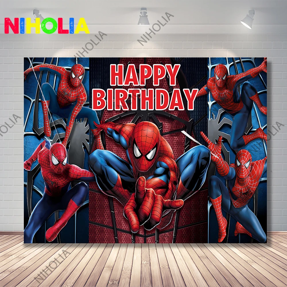 Spiderman Photo toile de fond bannière pour enfants fête d'anniversaire bébé douche vinyle Polyester photographie fond décoration