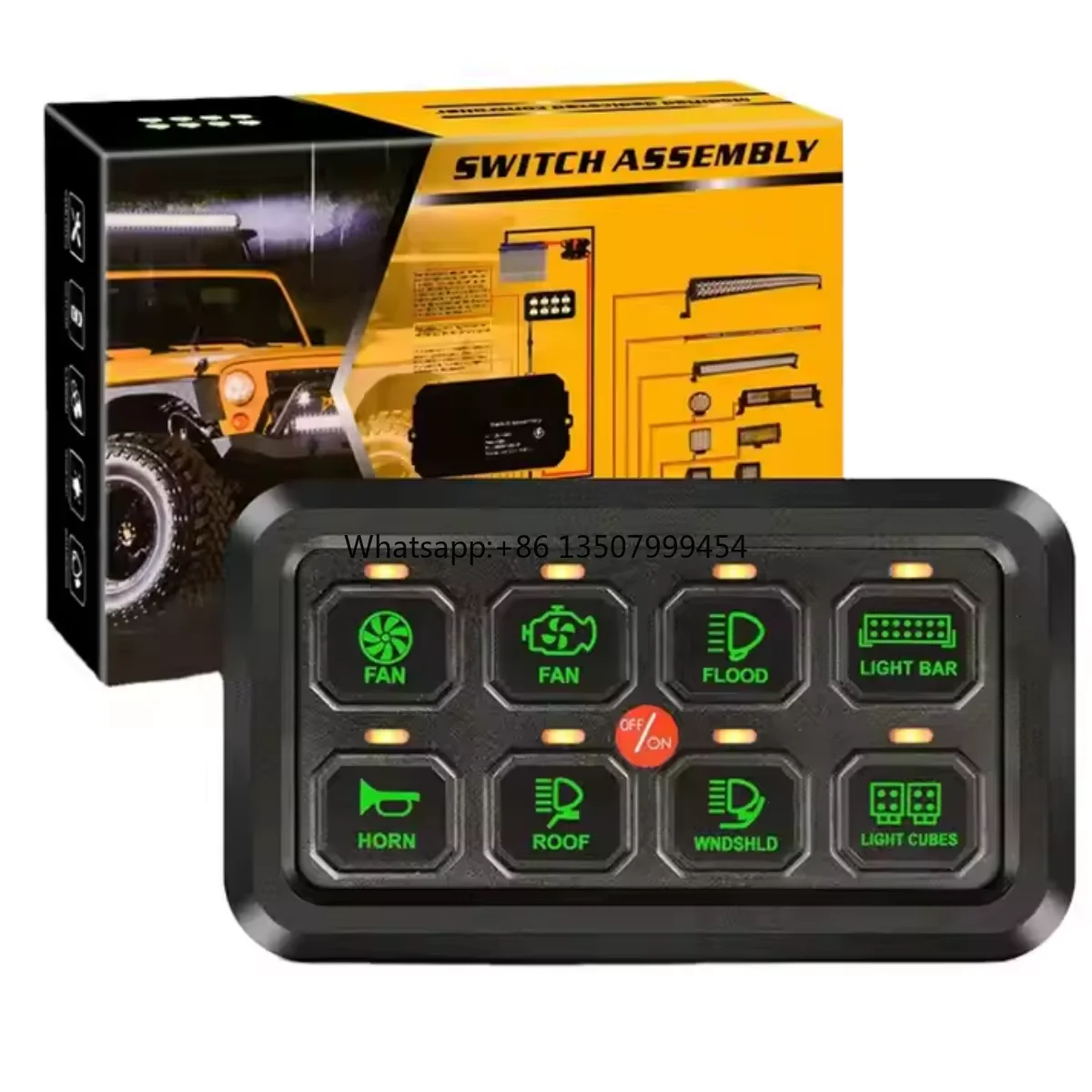 

8 Gang RGB Wireless Switch Panel for Offroad Cars Smart Touch Control with Circuit Box