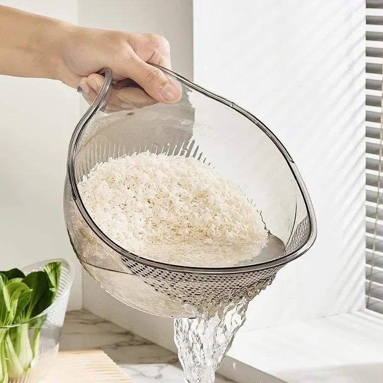 

Kitchen Multifunctional Acrylic Thickened Rice Drainage Basket Rice Fruit Basin Vegetable Washing Basket Butter Butter container