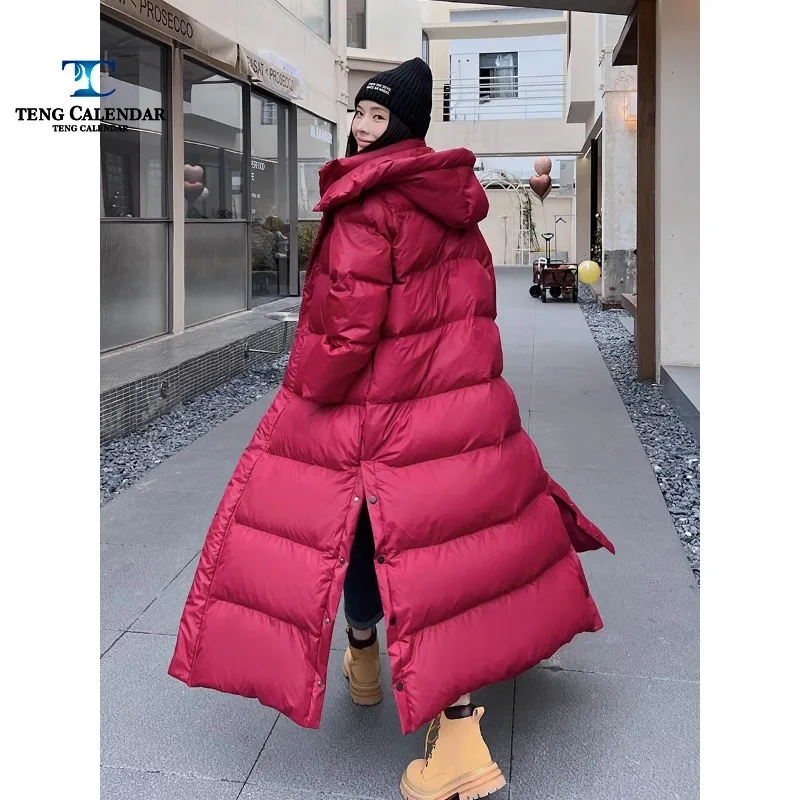 Winter Cotton Jacket, Korean Version Long To Ankle A-line Loose Hooded Down Cotton Jacket, Women's 2024 New Model