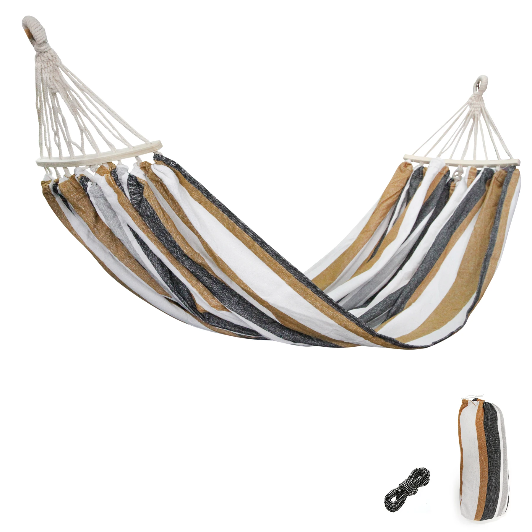 Outdoor Canvas Camping Hammock 270*150cm Upgraded Thickened Hammock With Two Anti Roll Balance Beam Hanging Chair Garden swings