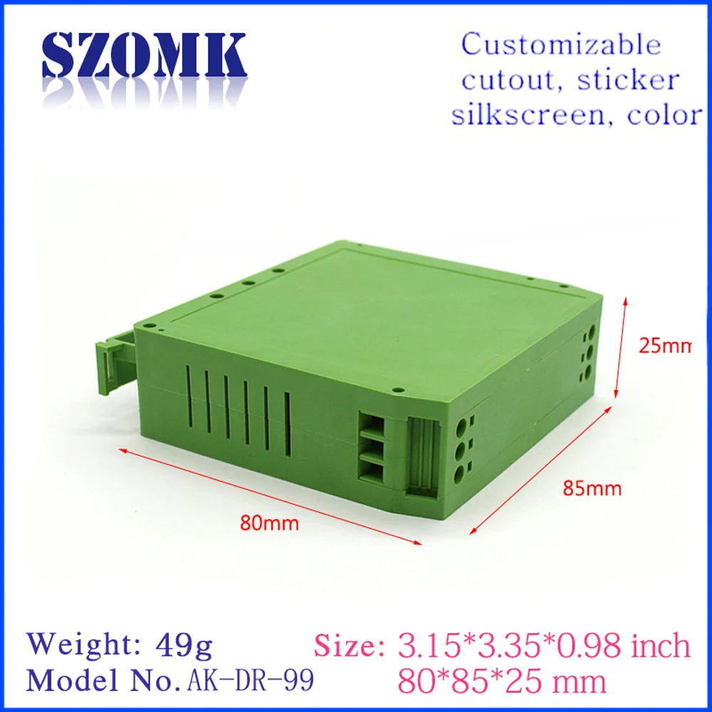 1Piece 80*85*25mm szomk plastic din rail box enclosure electronics control box digital plastic box for electronic project