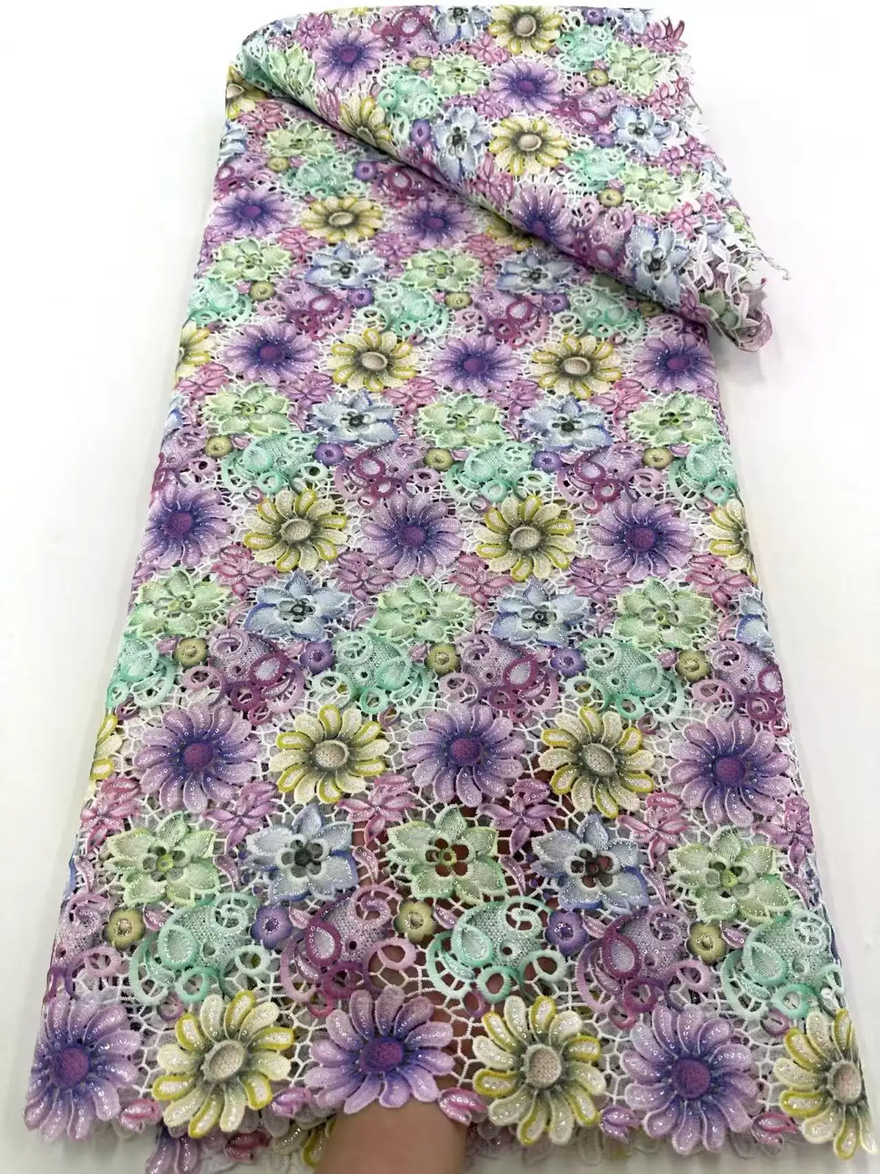 

Африканское кружево из молочного шелка 2026: Высококачественное водорастворимое нигерийское гипюровое кружево для свадебных и праздничных платьев