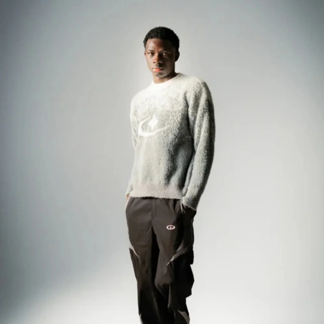 

Осень-зима 2022, новый американский свитер унисекс с градиентом, свободный крой, термостойкий трикотаж для пар с круглым вырезом