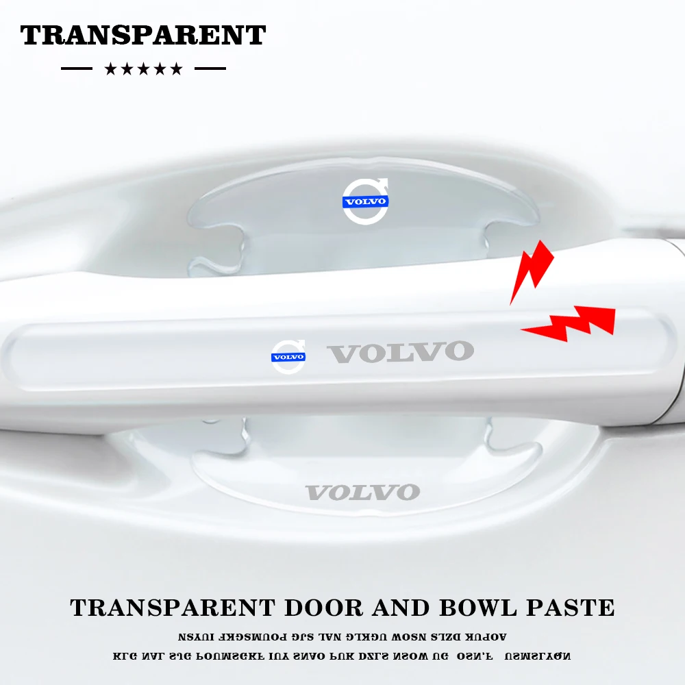 Защитные наклейки на дверную ручку автомобиля, прозрачная пленка против царапин для Volvo XC40 CX60 CX90 V60 V40 S60 V70 XC70 S90 AWD C30