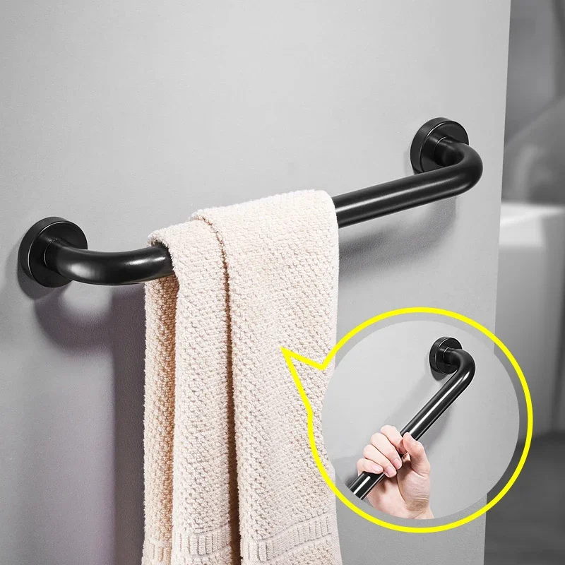 Black Chrome Toilet Handrail for Bathroom Bathtub Armrest Safety Grab Bars Door Handle Towel Rack WC Accessories