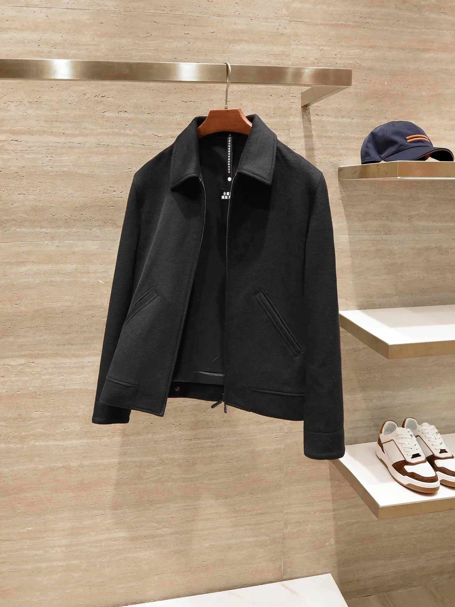 

Italian Sle Heavyweight Camere Wool Blend LP Autumn Winter Men's Collared Casual Jaet Coat Faion Urban Modern Long Sl...