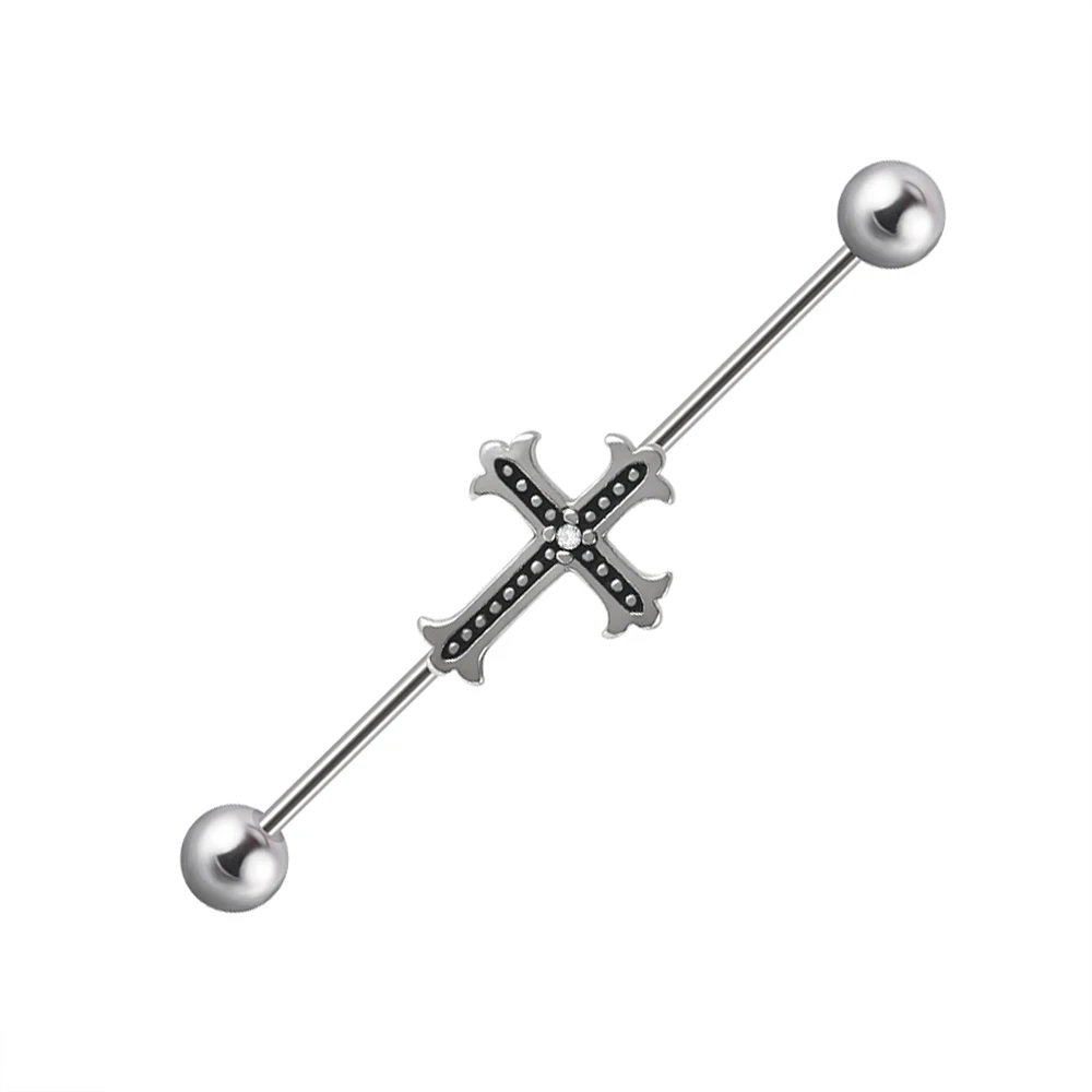 1PC Stainless Steel Man Industrial Barbell Arrow Bulk Cone Dragon Long Bridge Earring Transversal Piercing Unisex Jewelry