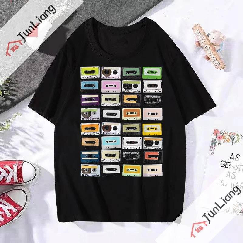 Classic Vintage Cassette Youth T-shirt Men Woman Hip Hop Tape Music Printed T-shirt Trend Gothic Street Fashion Ropa Hombre