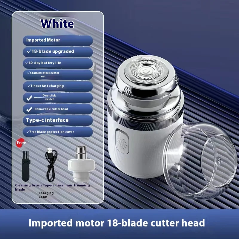 USB Rechargeable Cordless Pocket Shaver Quick Charge Beard Trimmer Travel-Friendly Barber Gift for Men Face Clean Shave