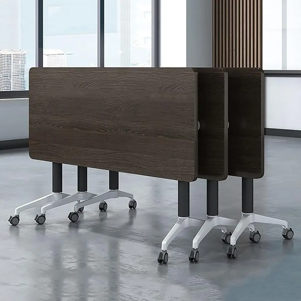 

Adjustable Height Training Table with Edge Lip and Swivel Casters for Versatile Meeting Spaces