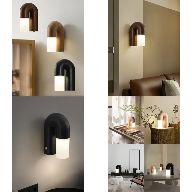 Vintage Solid Ash Wood+Acrylic LED Wall Lamps Living Room Bedroom Aisle Porch Retro Bedside Wall Sconces Indoor Decor