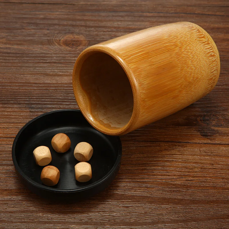 5-10pcs Kit Exquisite Wooden Dice Bamboo Dice Cup Solid Wood Toys Sieves Large Dice Lucky draw Activity Props Bar KTV Supplies